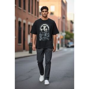 Blues Brothers Movie Graphic T-Shirt Black Distressed Jake & Elwood Tee